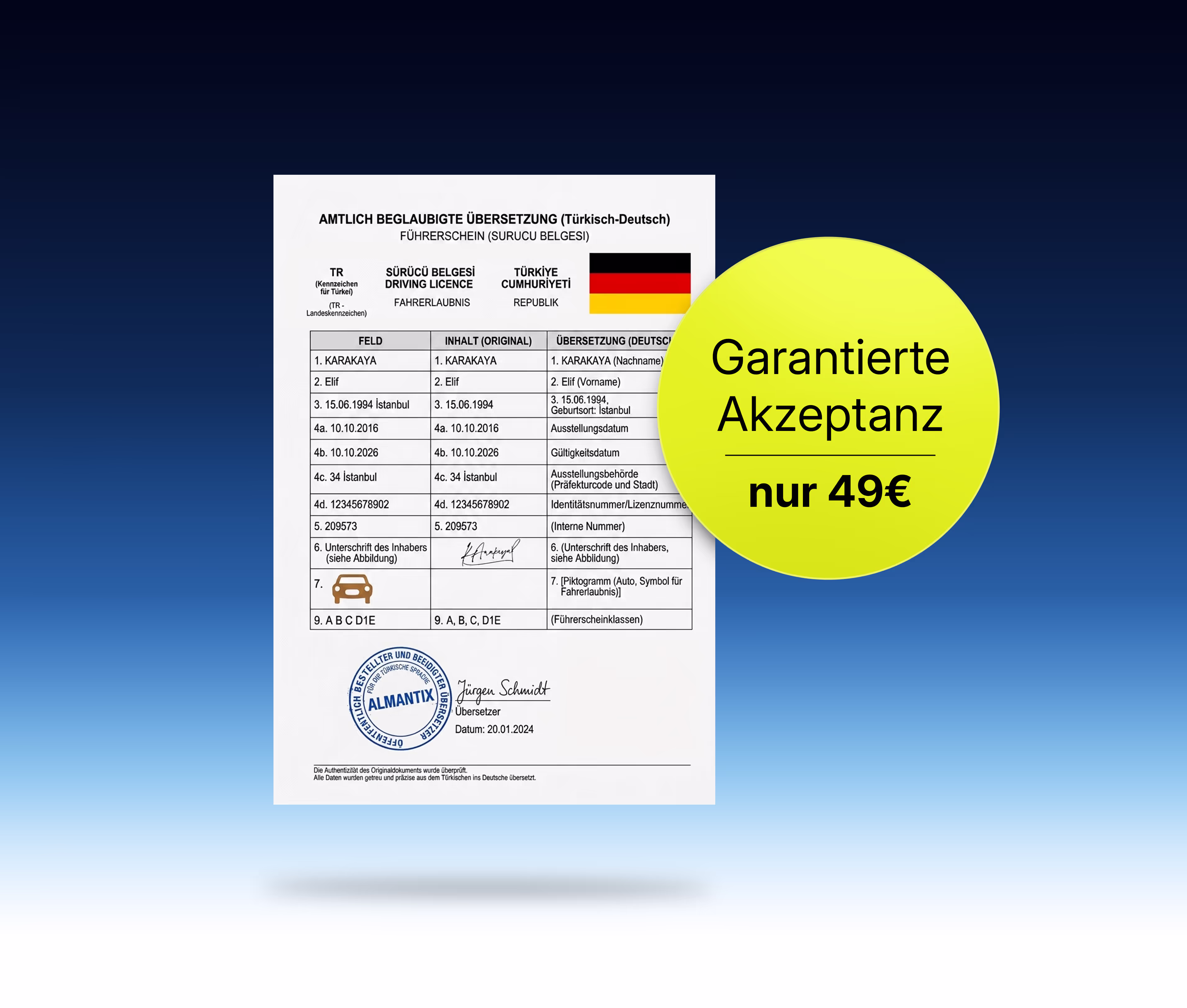 Beglaubigte Übersetzung als gestempeltes Original