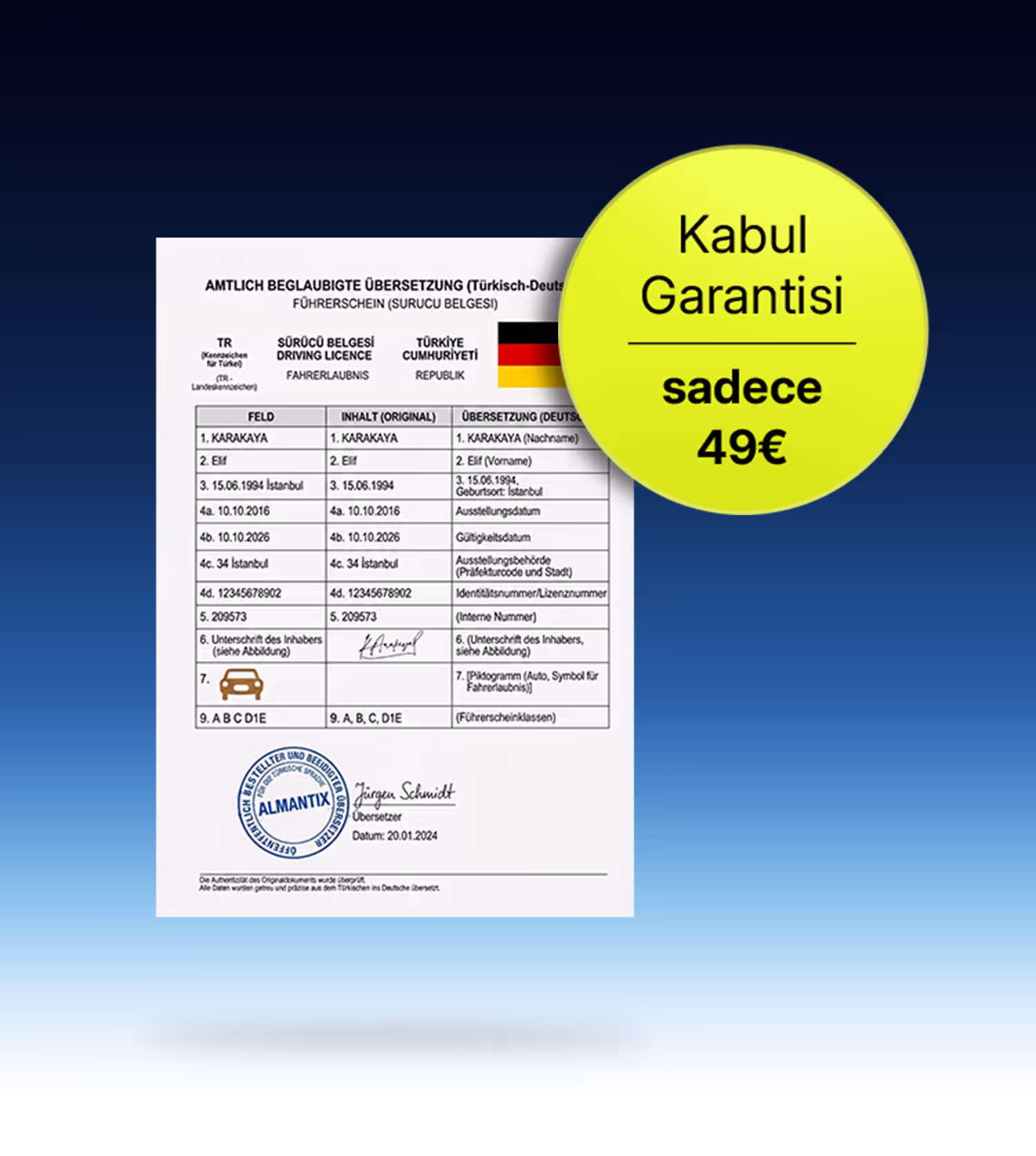 Yeminli tercüme, damgalı orijinal belge olarak